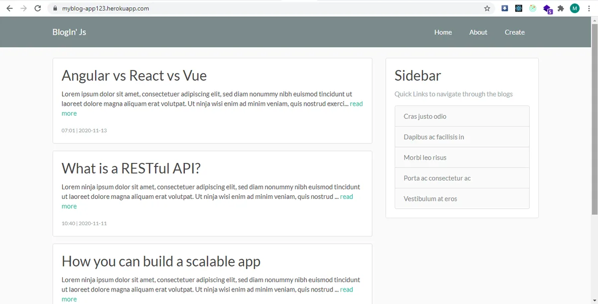 Blog app screenshot