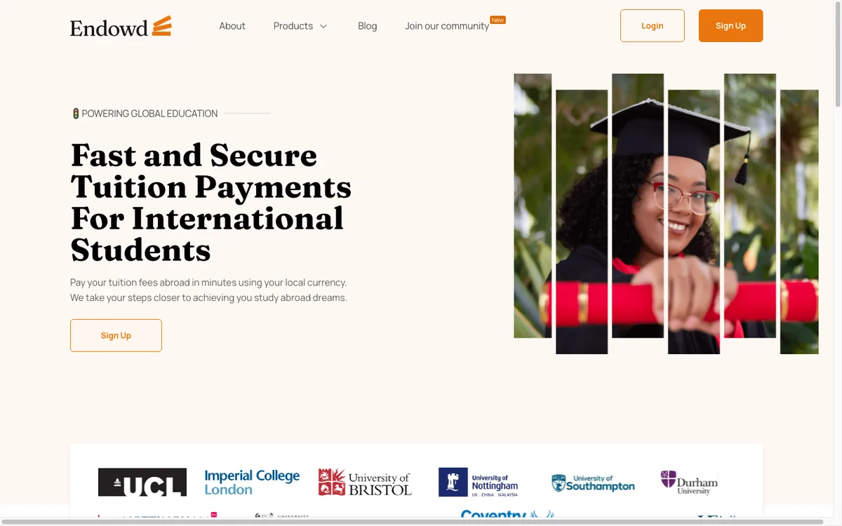 Endowd tuition payment platform screenshot