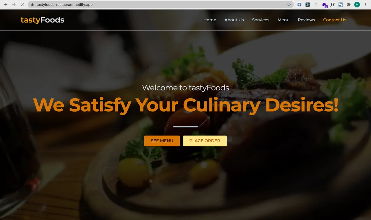 TastyFoods restaurant screenshot