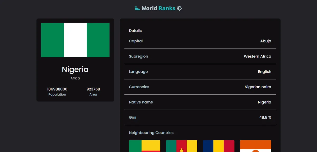 World Rank app screenshot